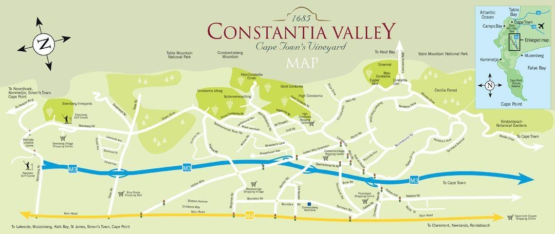 नक्शे के constantia, केप टाउन