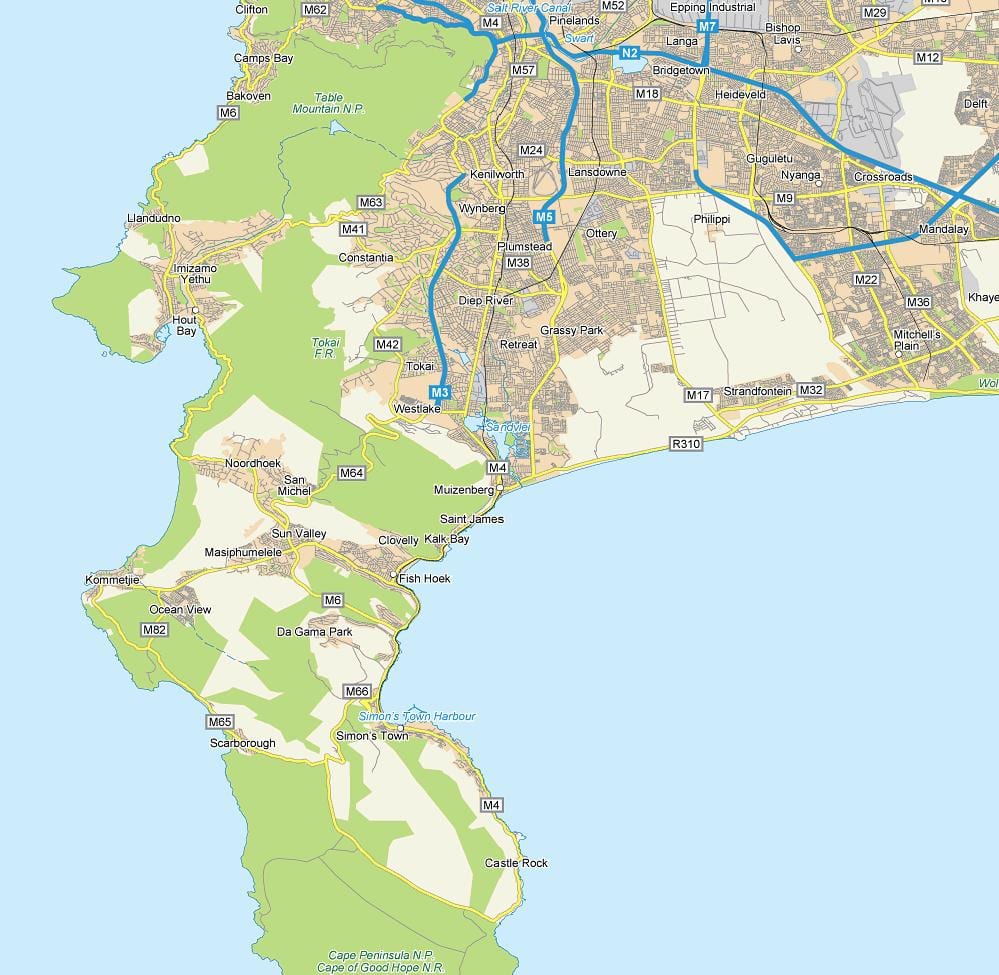 नक्शे के muizenberg केप टाउन