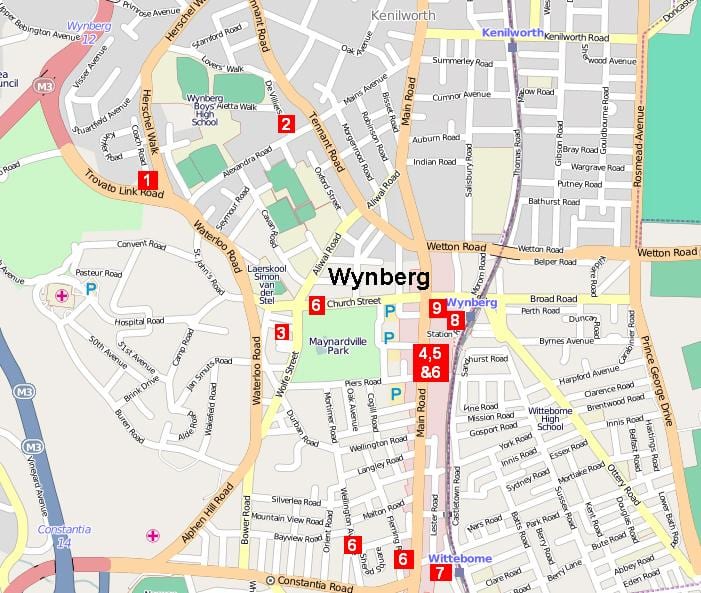  नक्शे के wynberg केप टाउन