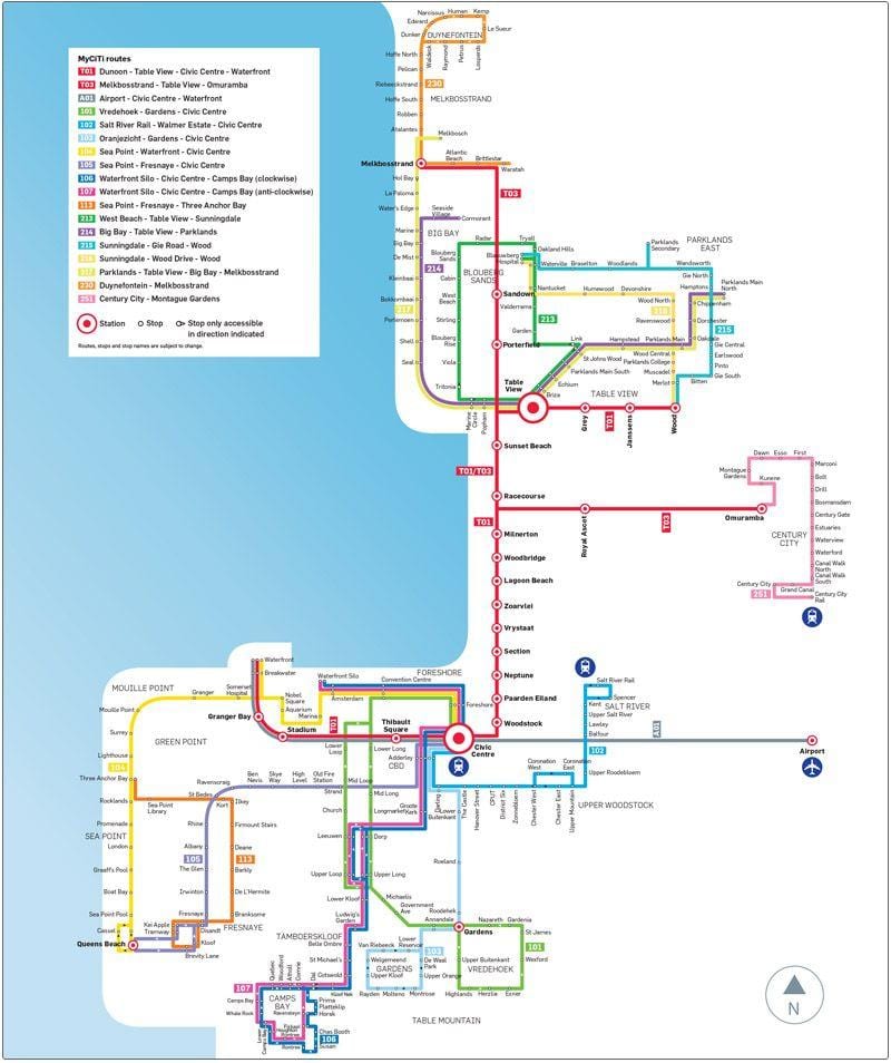 myciti बस मार्ग नक्शा